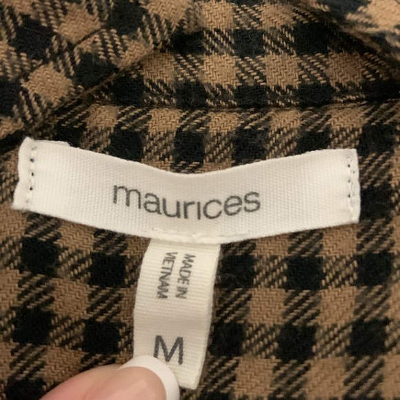 Maurice’s long sleeve dress in size medium. Brown and black plaid - Picture 3 of 3
